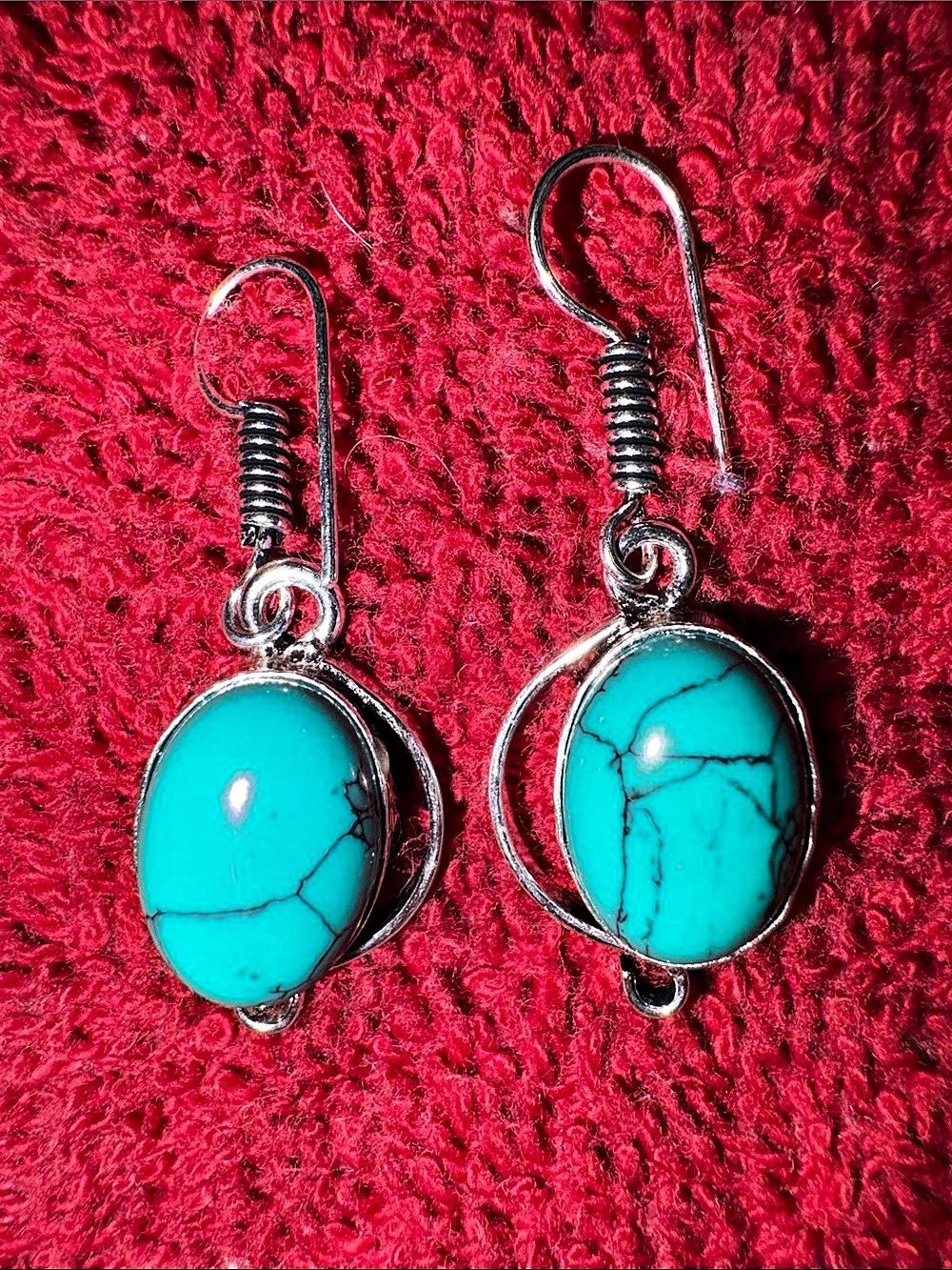 Turquoise Oval Drop Earrings